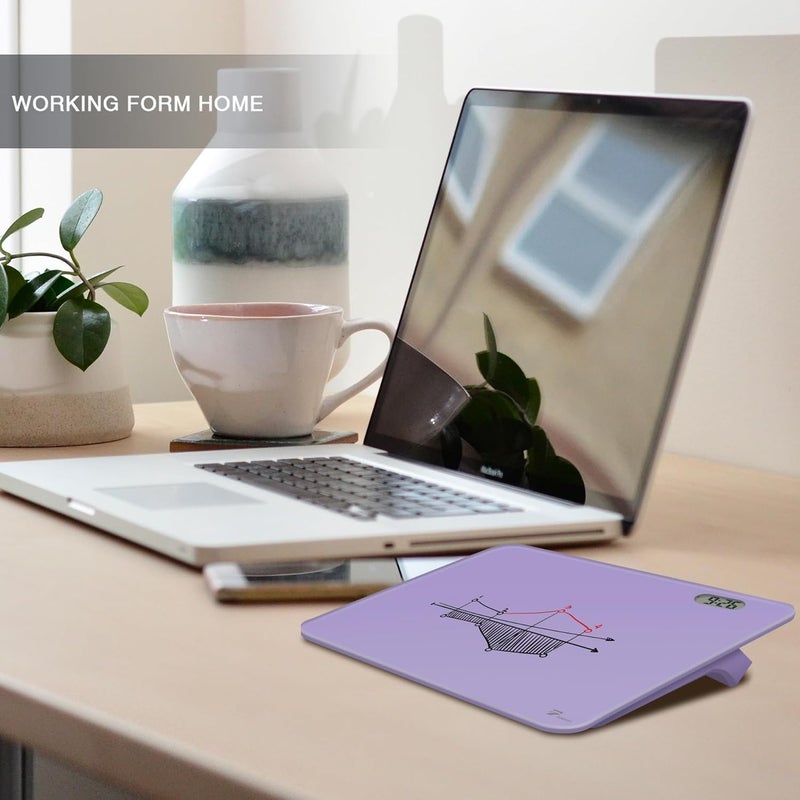 TOWON Small Glass Desk Whiteboard Dry-Erase Board with Clock, Small Travel Clock Keychain with Desk Notepad, Time Table Whiteboard for Desk Digital LED Light Display, 8x6 in with Accessories, Purple - Image 4